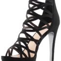 Alexandra Womens Open Toe High Heels Platform Shoes Stiletto Dress Sandals – (Black)